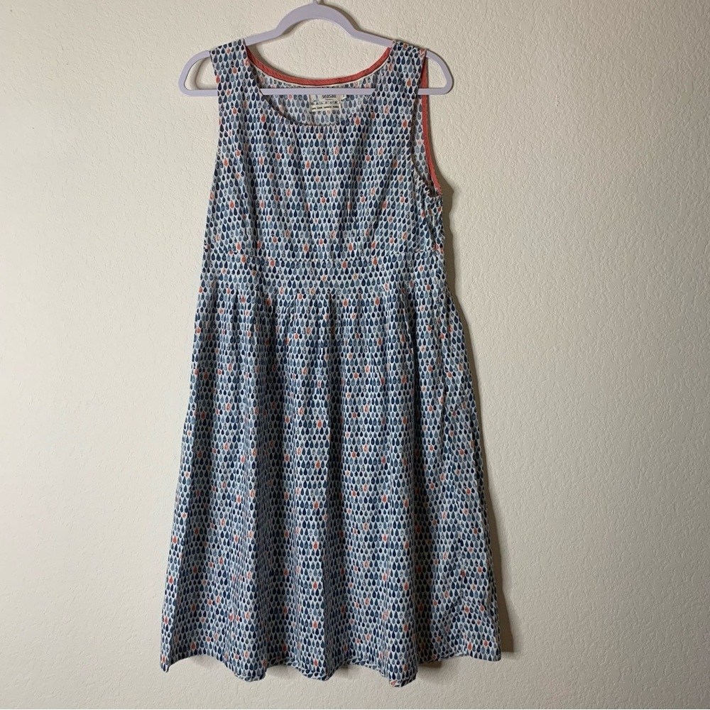 Seasalt Womens gylly dress sleeveless rain drop print midi dress 16